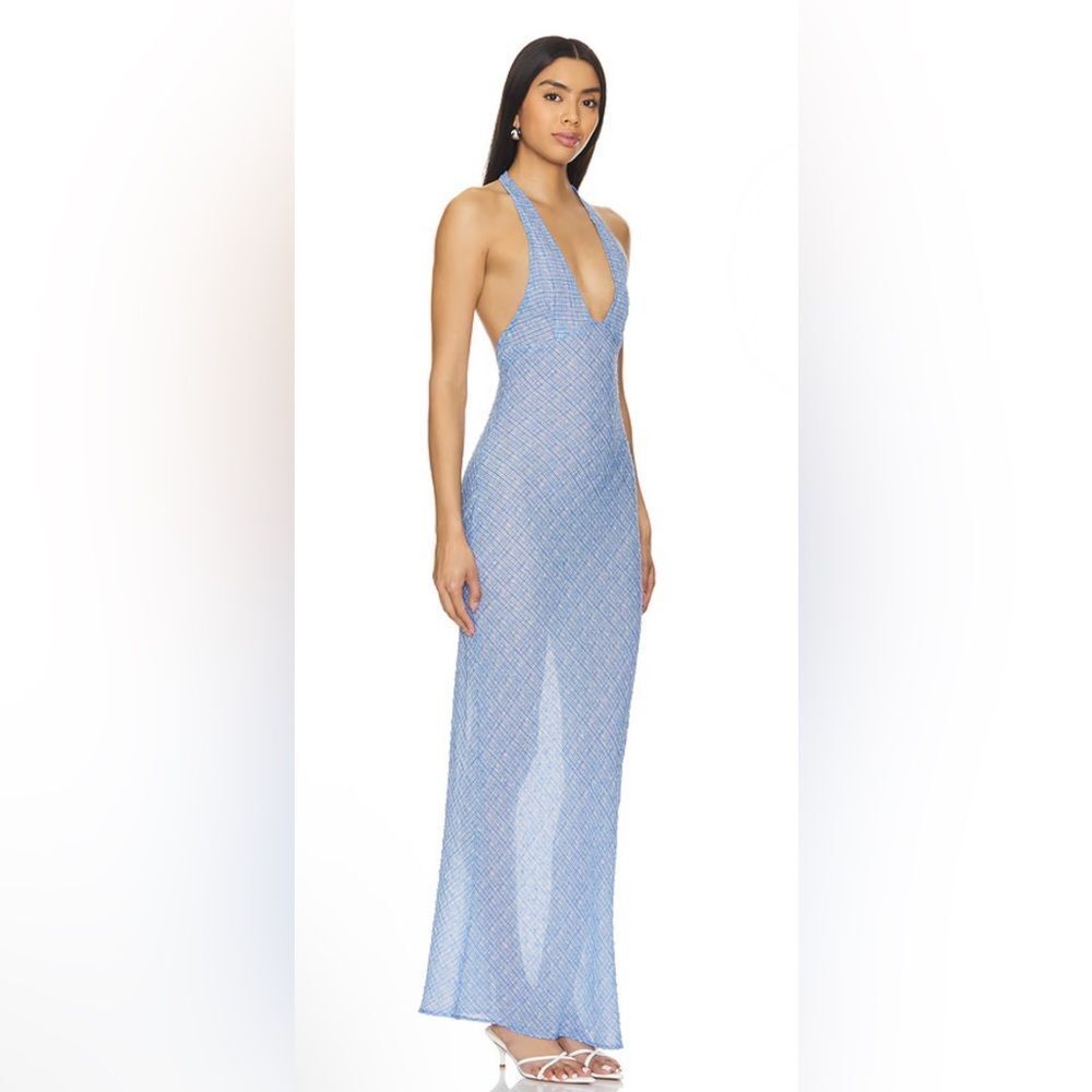 Lioness CARRIE HALTER DRESS | BLUE CHECK - Picture 2 of 5